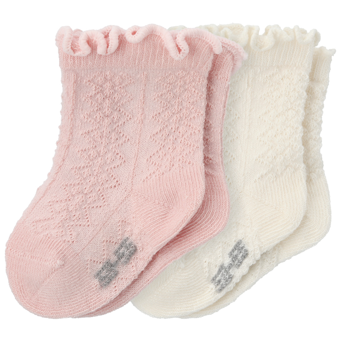 2 paar Newborn sokken met ajour-patroon