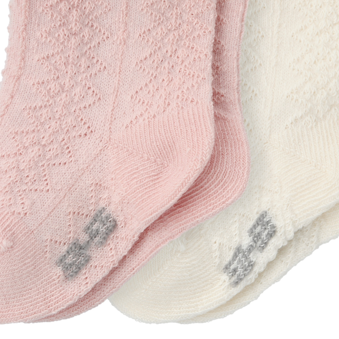 2 paar Newborn sokken met ajour-patroon