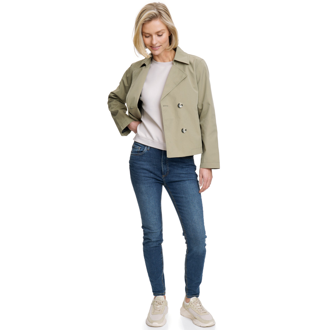 Damen Trenchjacke mit doppelter Knopfreihe