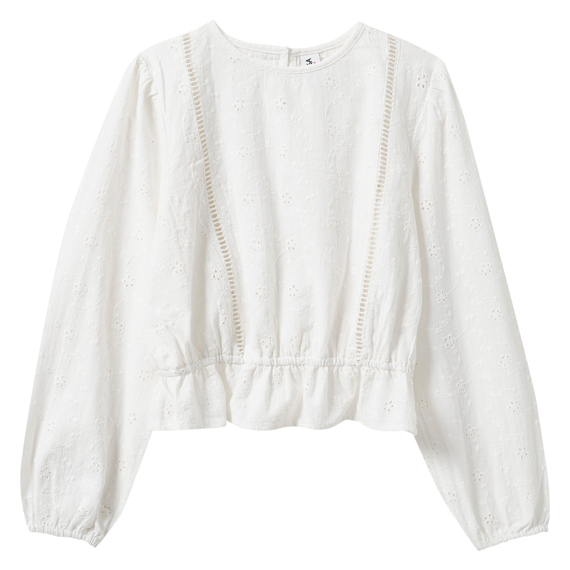 Mädchen Bluse mit Lochstickerei