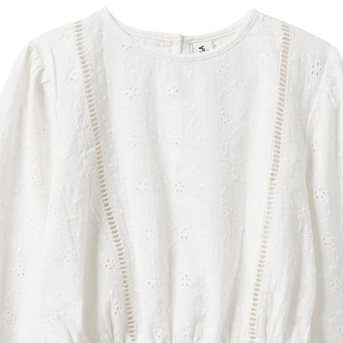 Mädchen Bluse mit Lochstickerei