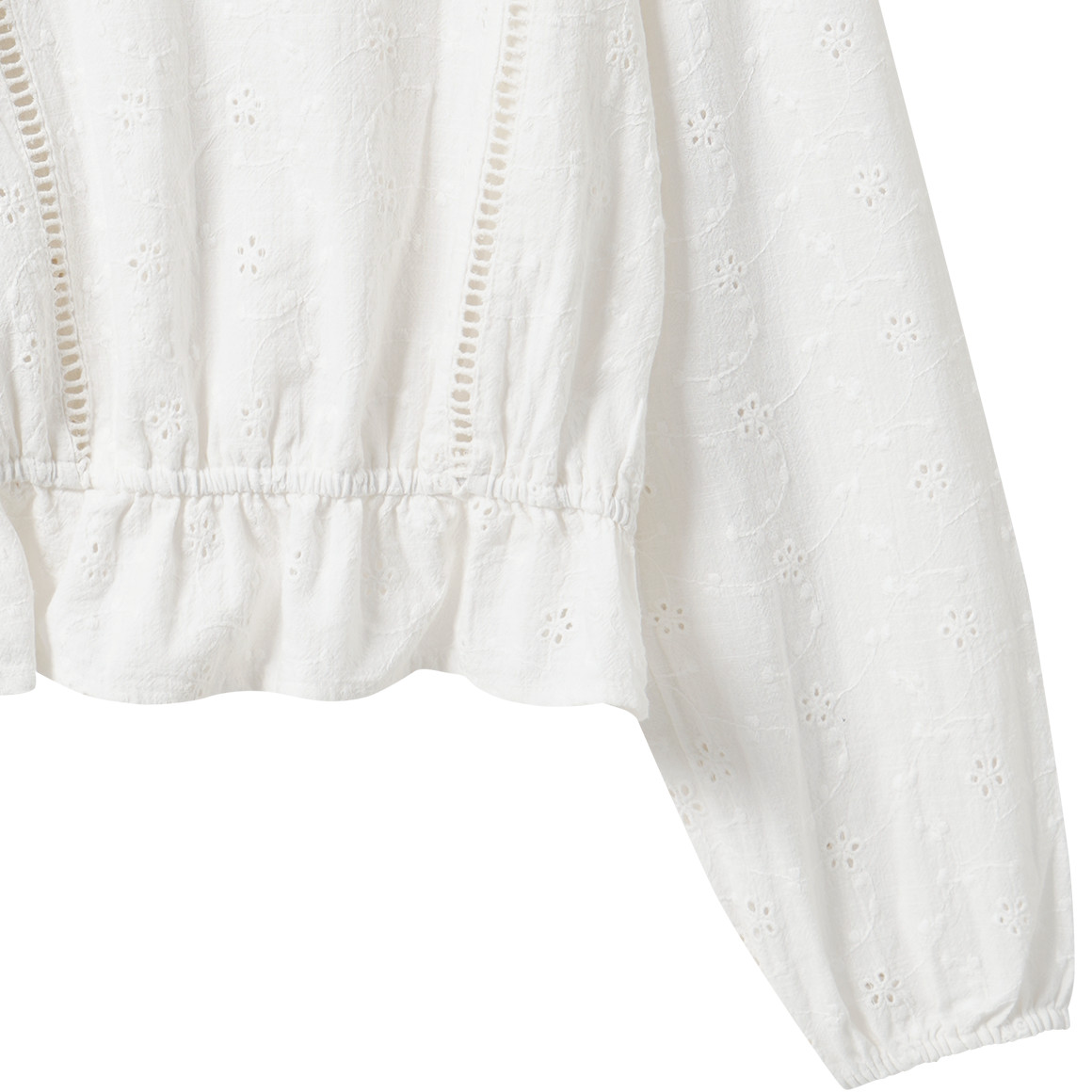 Mädchen Bluse mit Lochstickerei