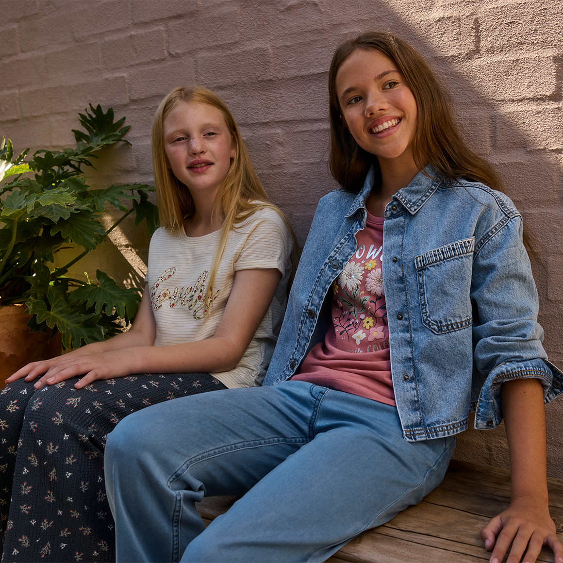 Mädchen Hose in Denim-Optik