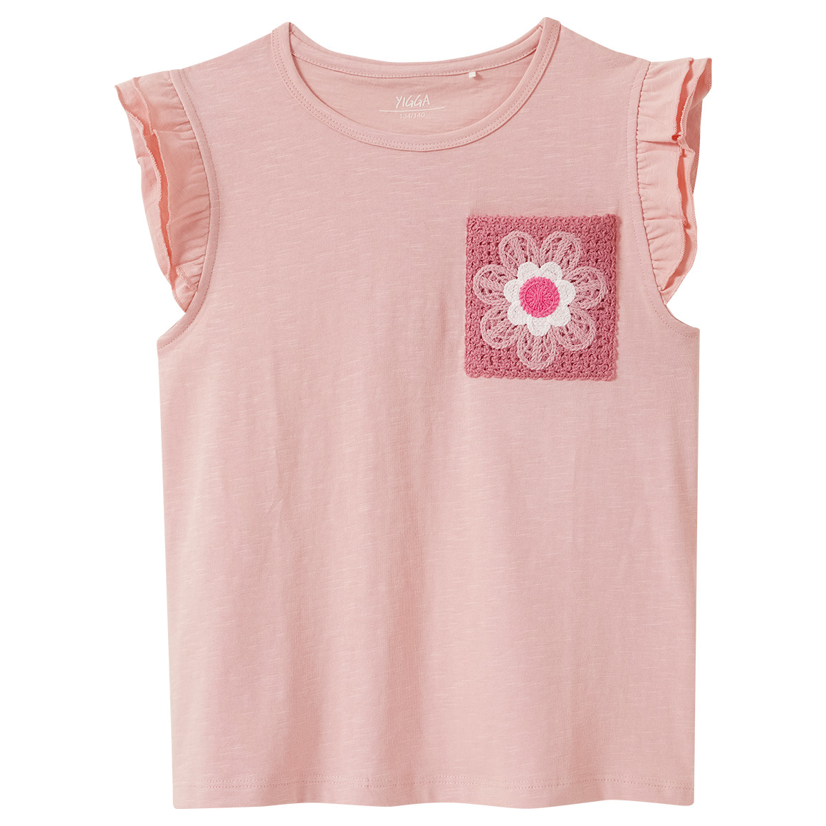 Meisjes T-shirt met gehaakte zak