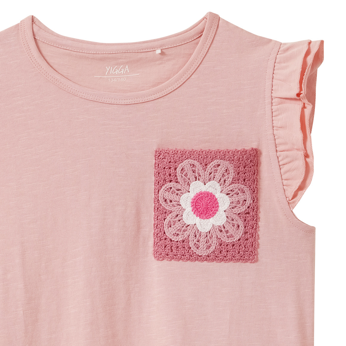 Meisjes T-shirt met gehaakte zak