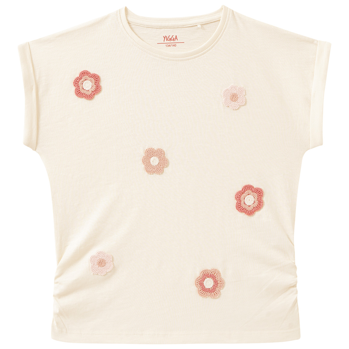 Meisjes T-shirt met gehaakte bloemen