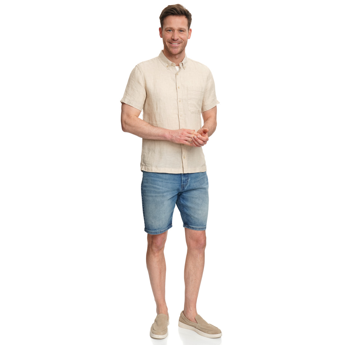 Herren Leinen-Hemd mit kurzen Ärmeln