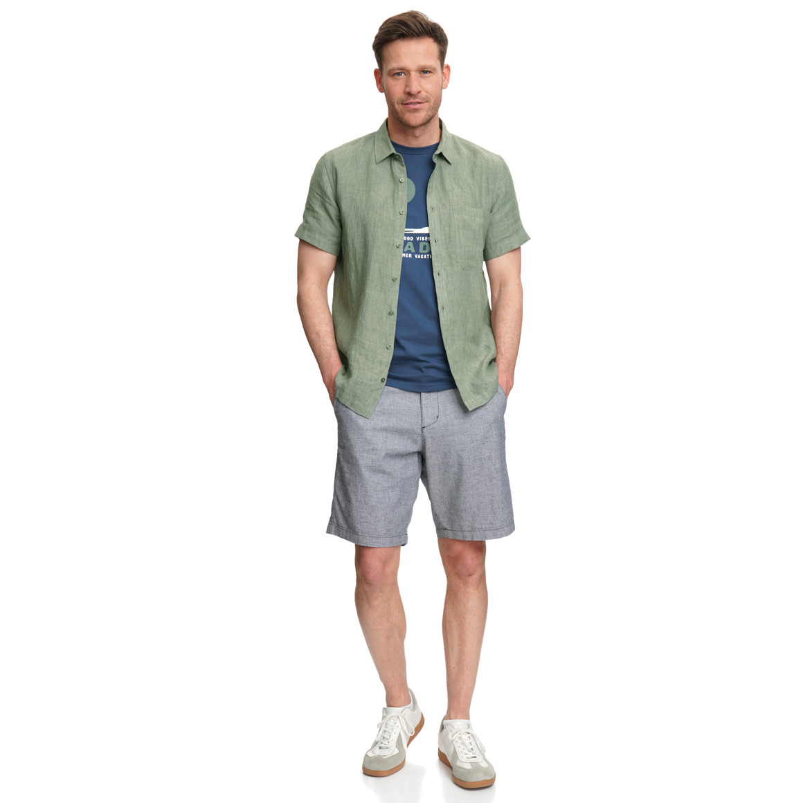 Herren Leinen-Hemd mit kurzen Ärmeln