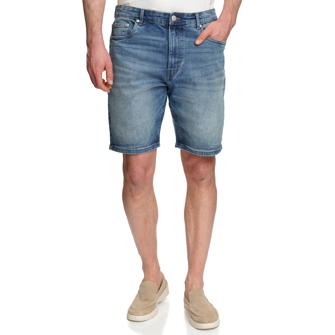 Herren Regular-Jeansshorts in Denim-Optik