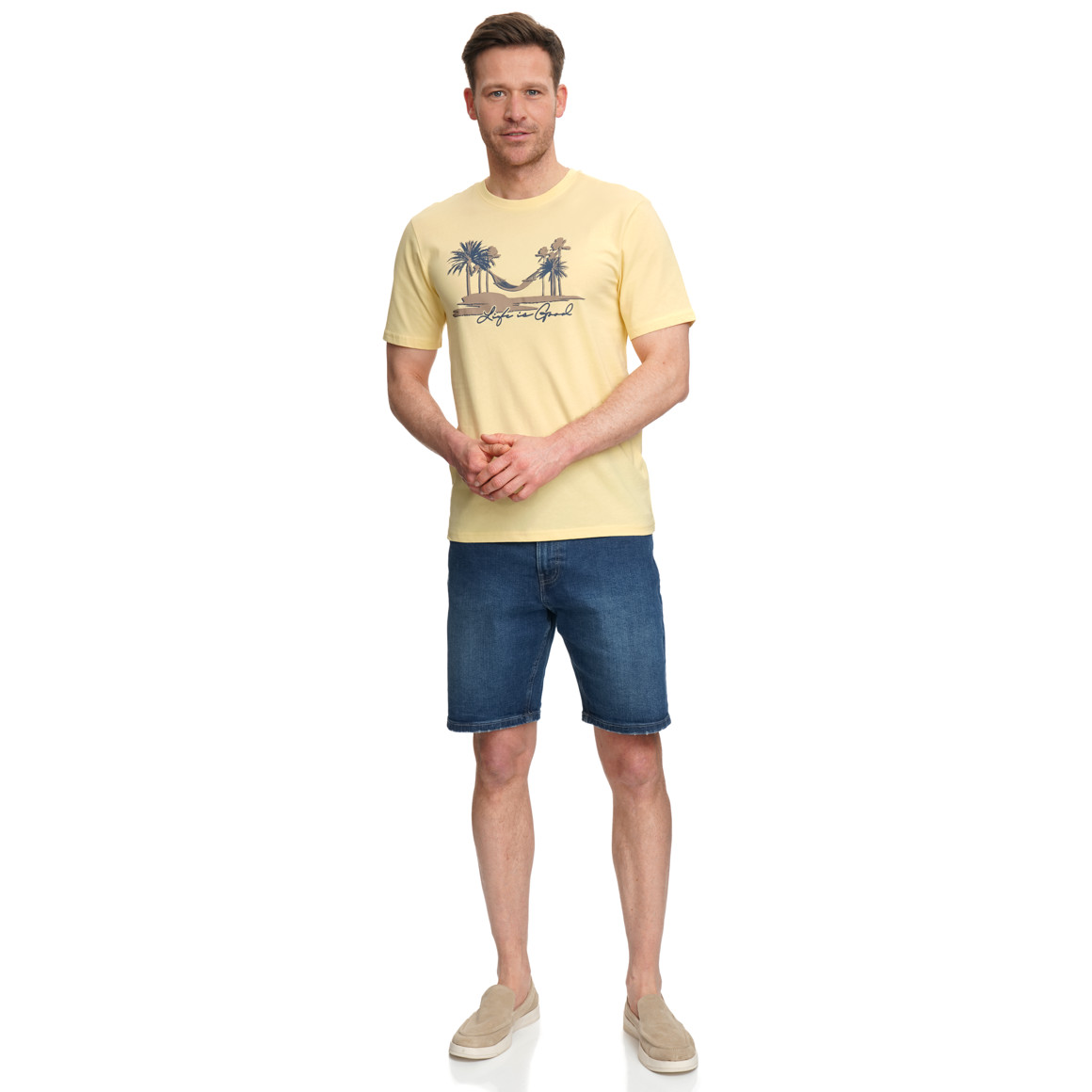 Herren Regular Jeansshorts in Denim-Optik