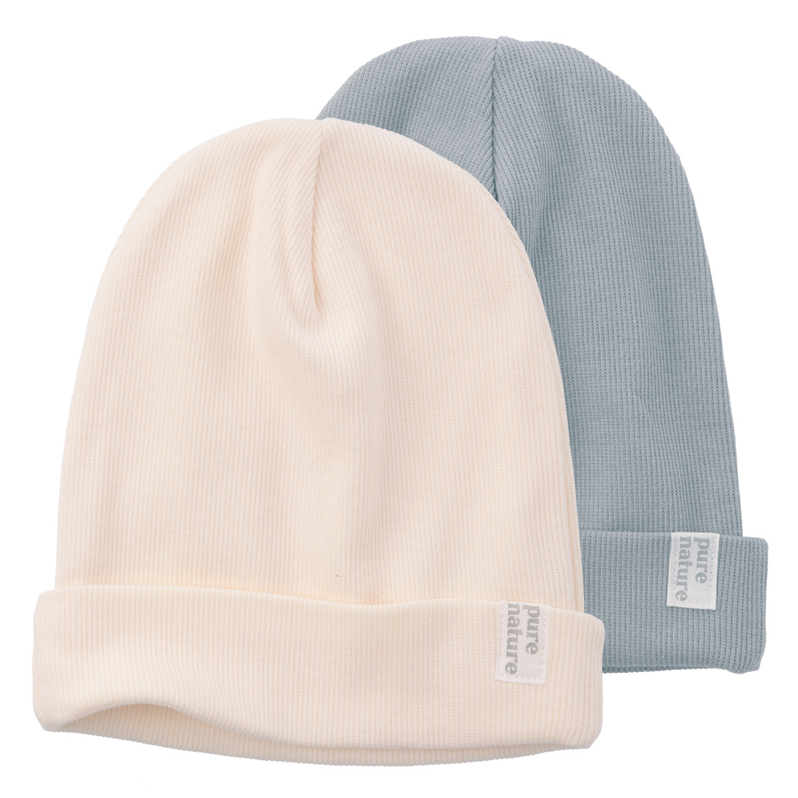 2 Baby Mützen mit Rippstruktur