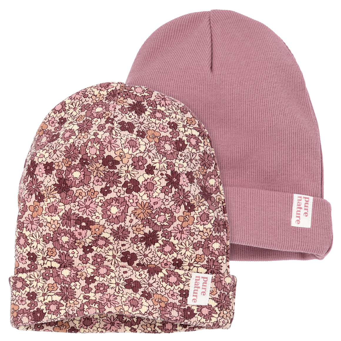 2 Baby Mützen mit Rippstruktur