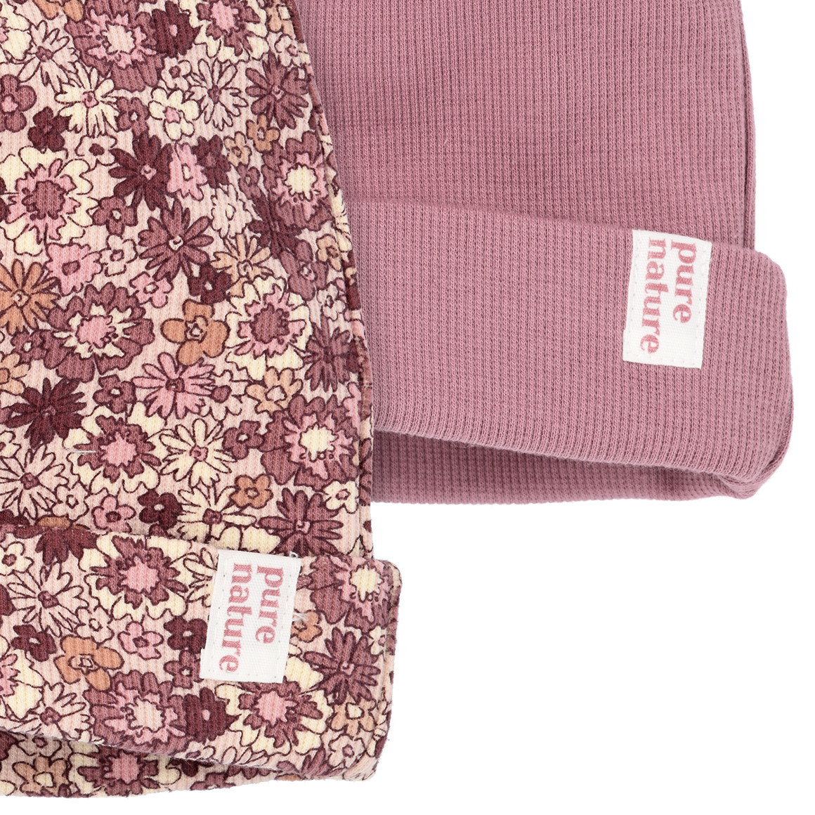 2 Baby Mützen mit Rippstruktur