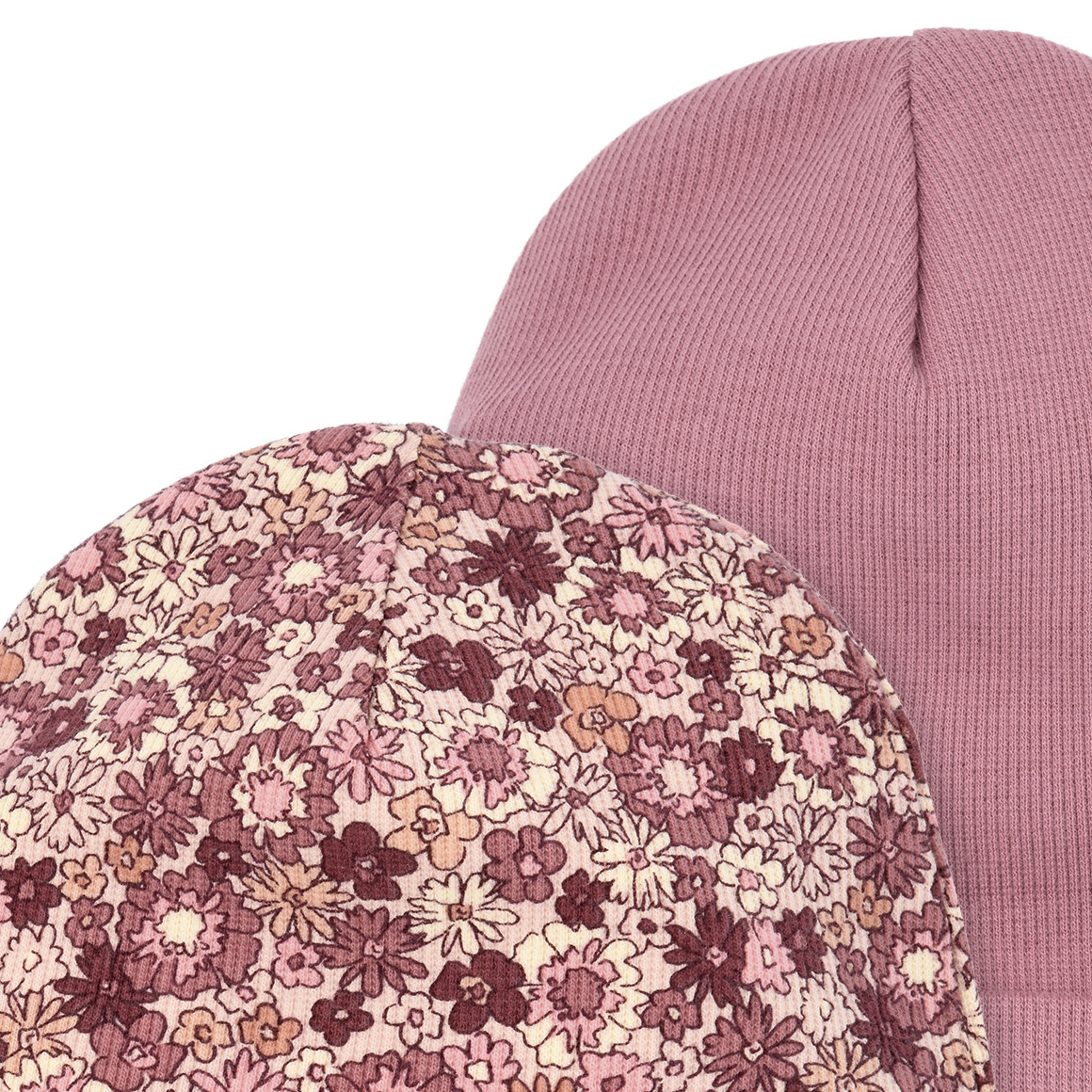 2 Baby Mützen mit Rippstruktur