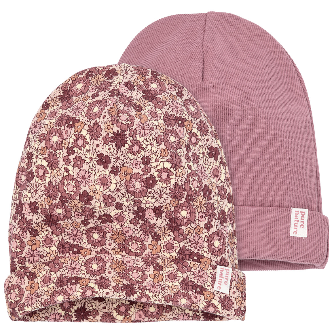 2 Mädchen Mützen mit Rippstruktur