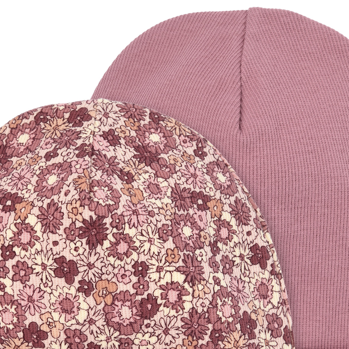 2 Mädchen Mützen mit Rippstruktur