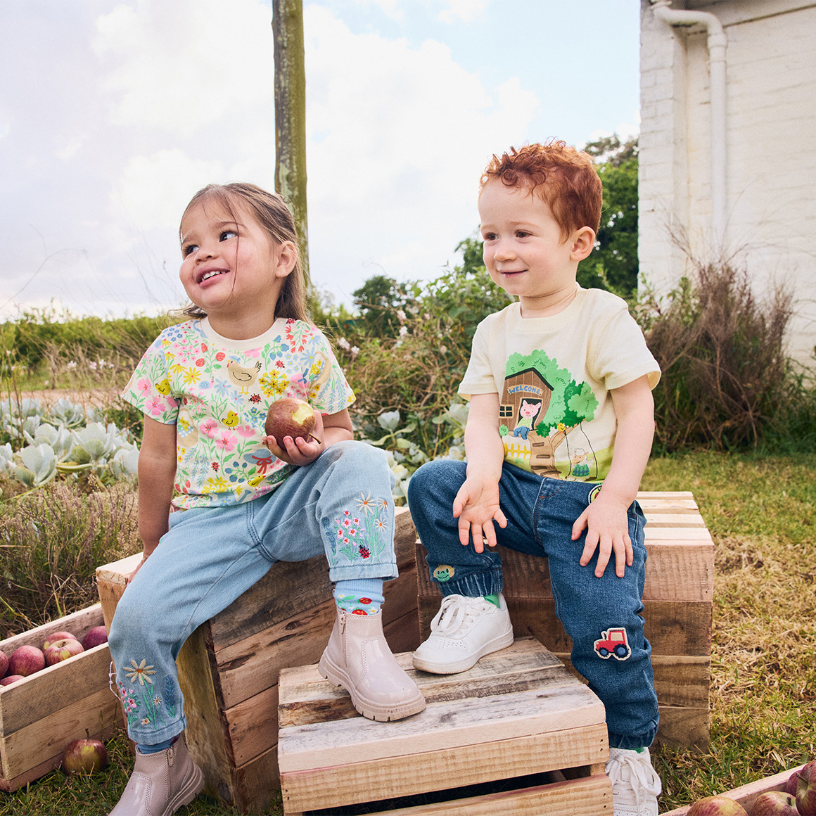 Baby pull-on jeans met stiksel