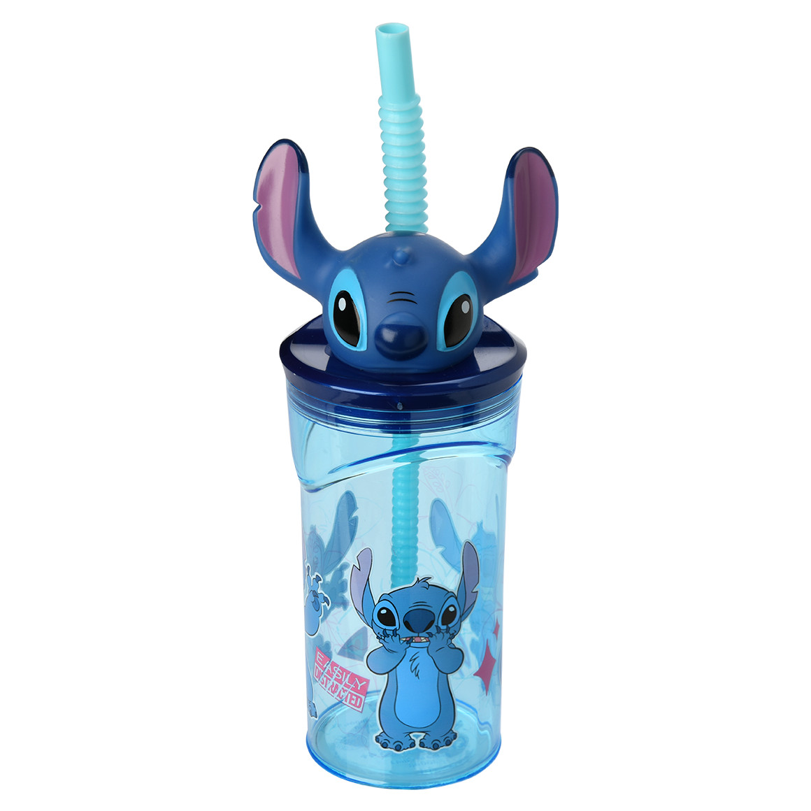 Stitch Trinkflasche mit Strohhalm