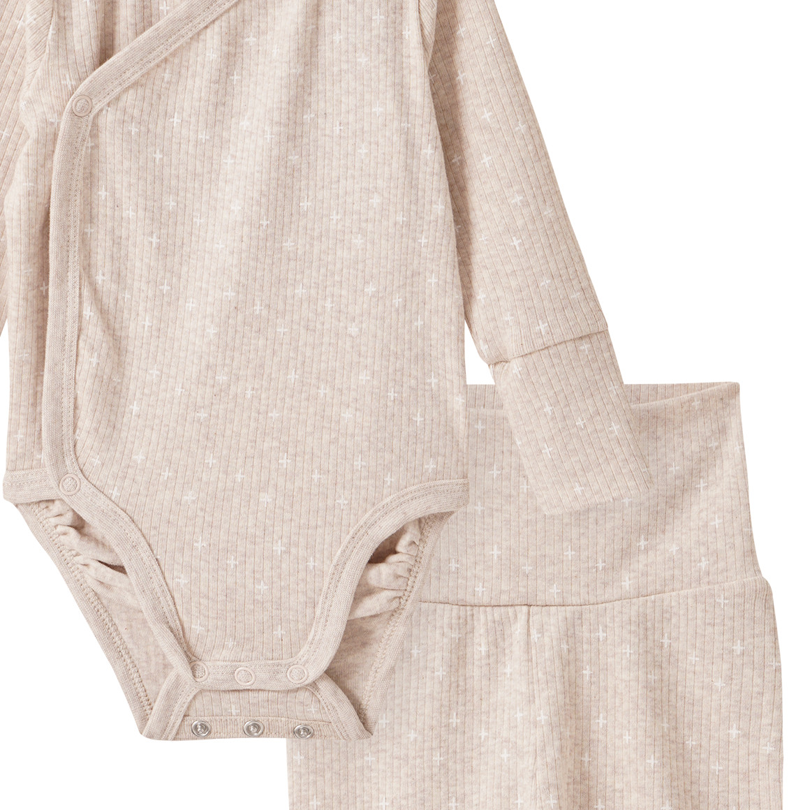 Newborn Set aus Wickelbody, Hose und Mütze