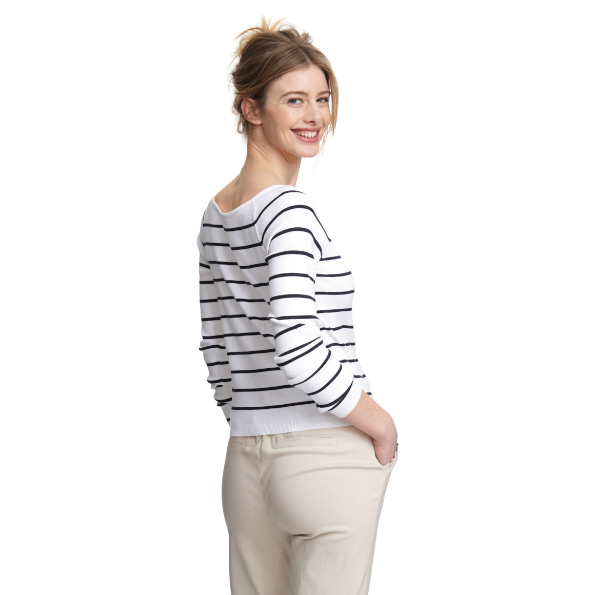 Gebreide damestrui met strepenpatroon