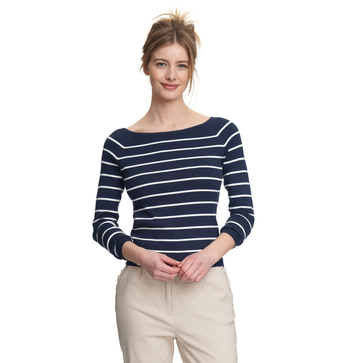 Gebreide damestrui met strepenpatroon