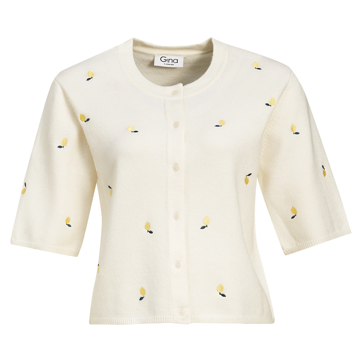 Damen Strickjacke mit Zitronen-Stickerei