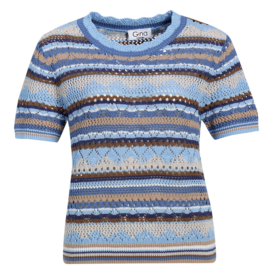 Gebreide damestrui met ajourpatroon