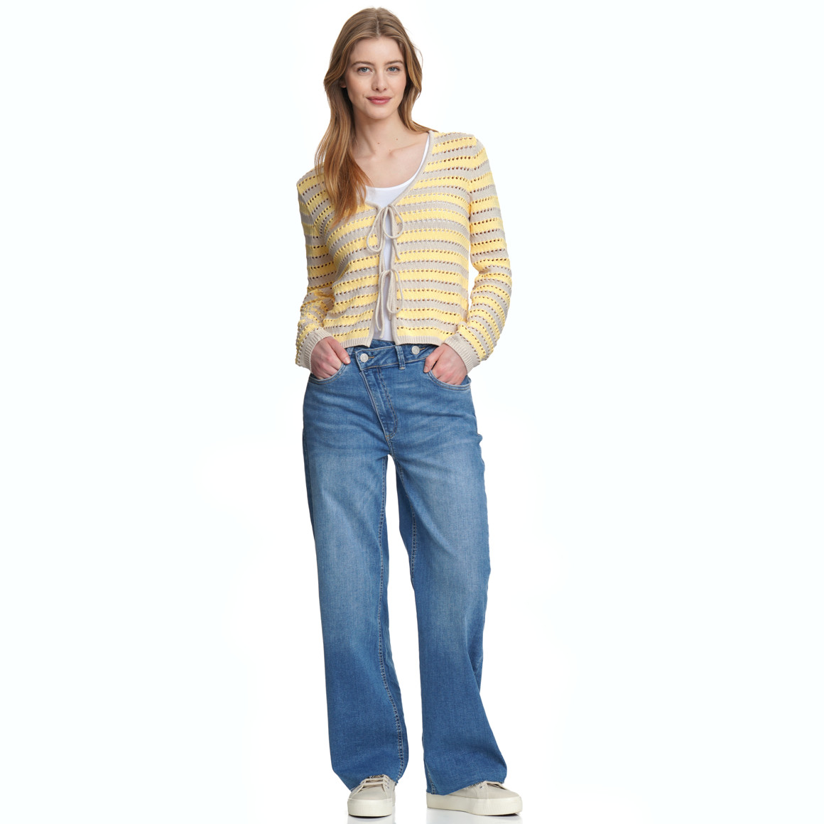 Damen Strickjacke mit Bindebändern