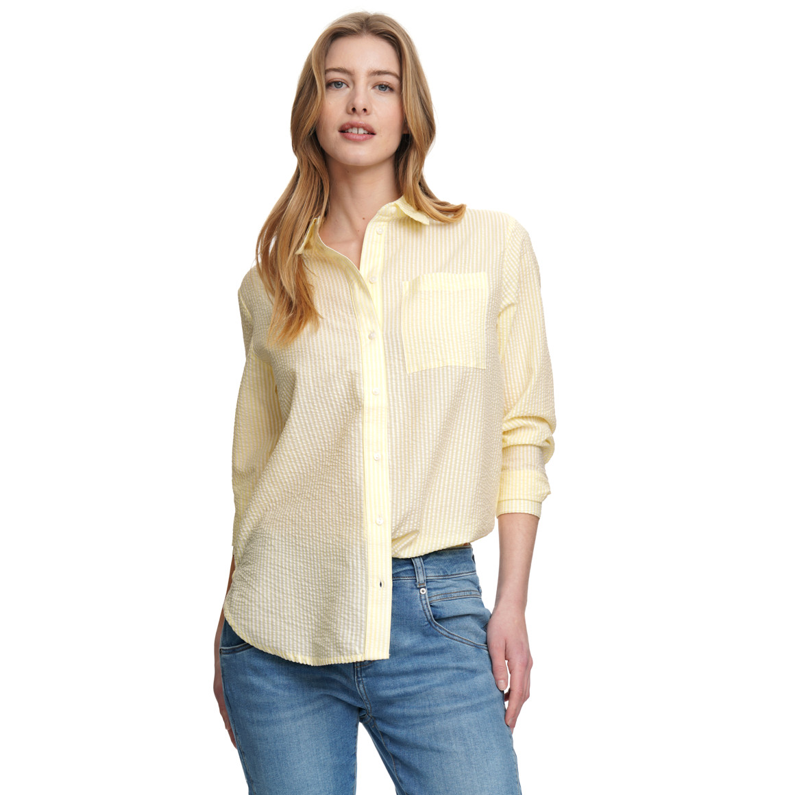 Damen Bluse in Seersucker-Optik