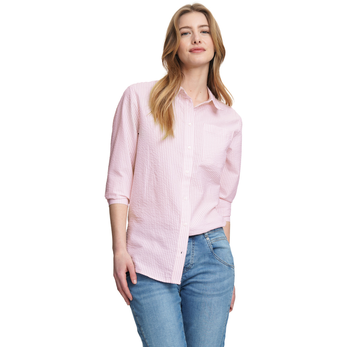 Damen Bluse in Seersucker-Optik