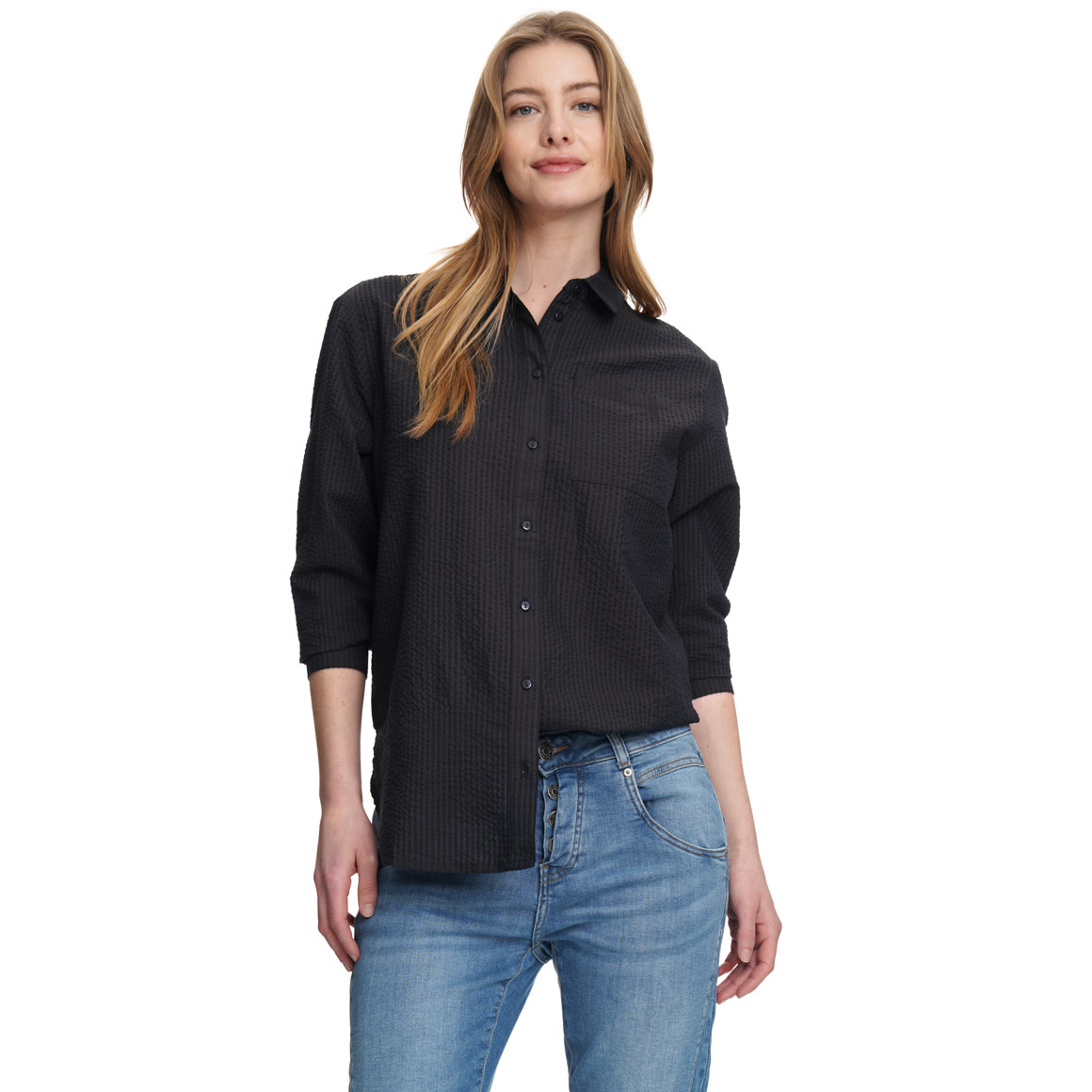 Damen Bluse in Seersucker-Optik
