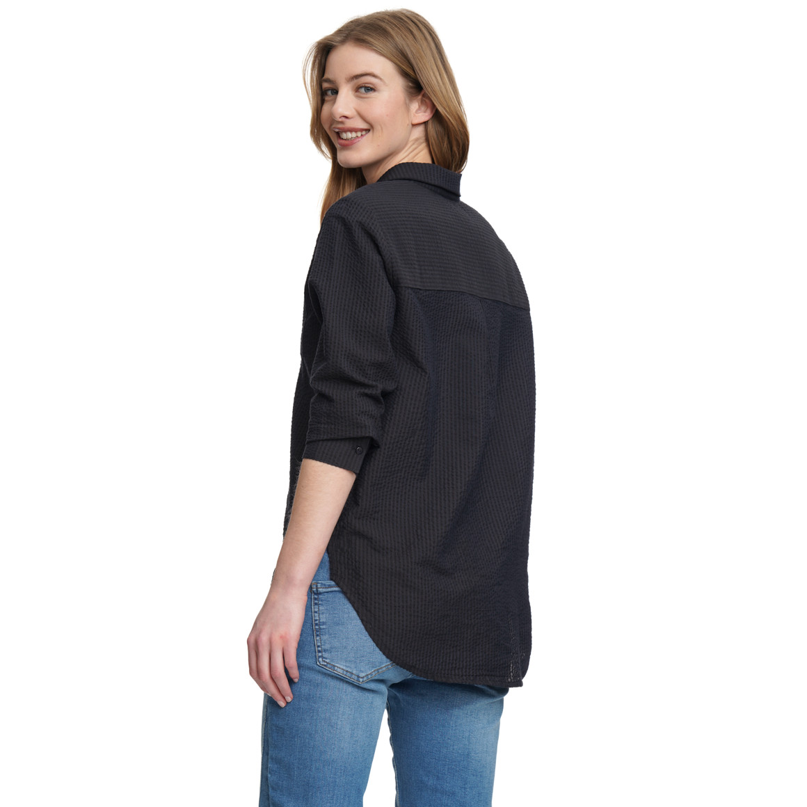 Damen Bluse in Seersucker-Optik