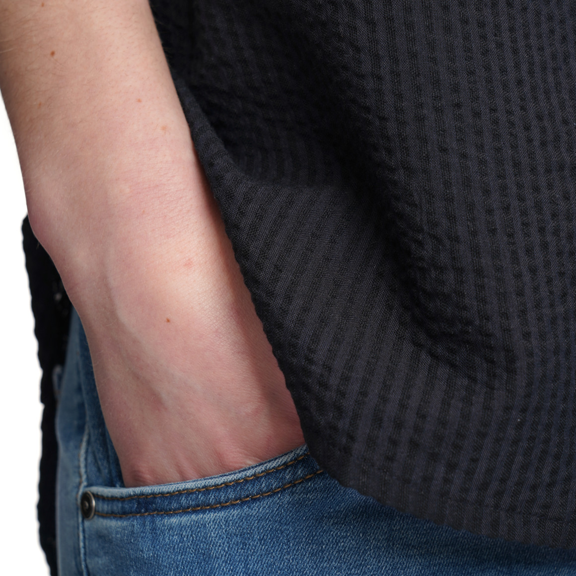 Damen Bluse in Seersucker-Optik