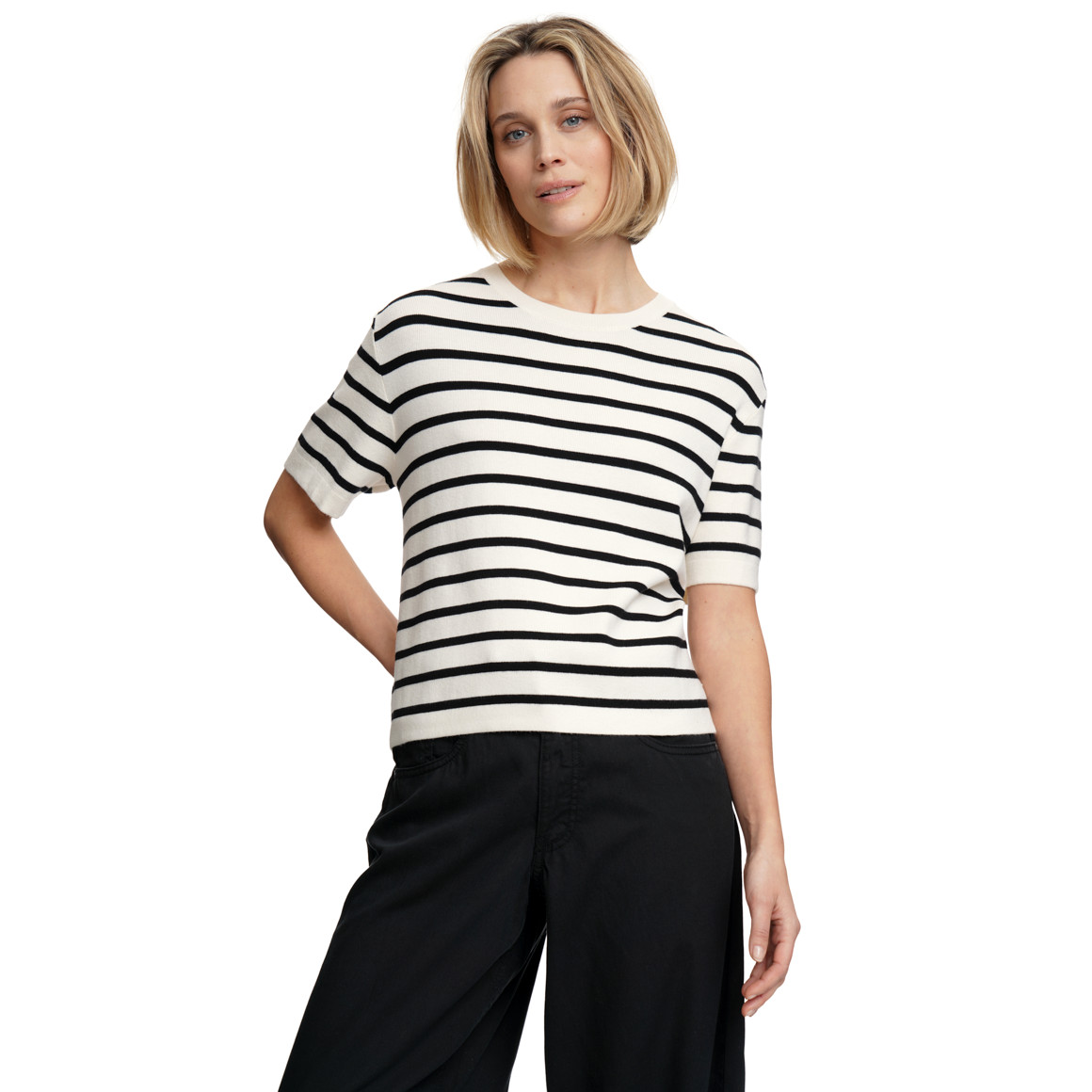 Damen Strickshirt mit kurzen Ärmeln