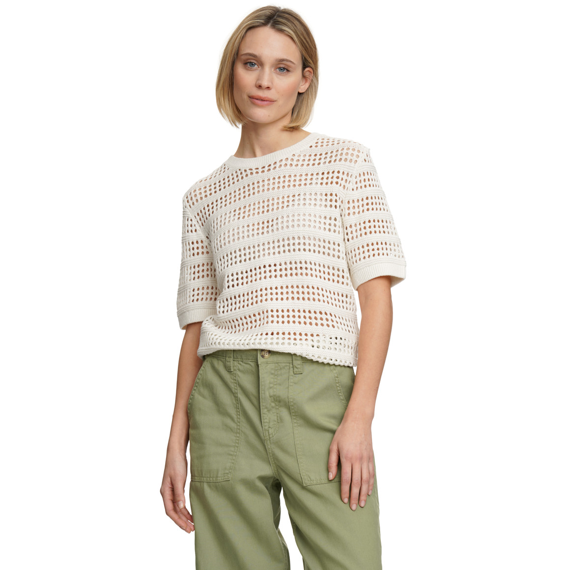 Damen Strick-Shirt mit Lochstrick