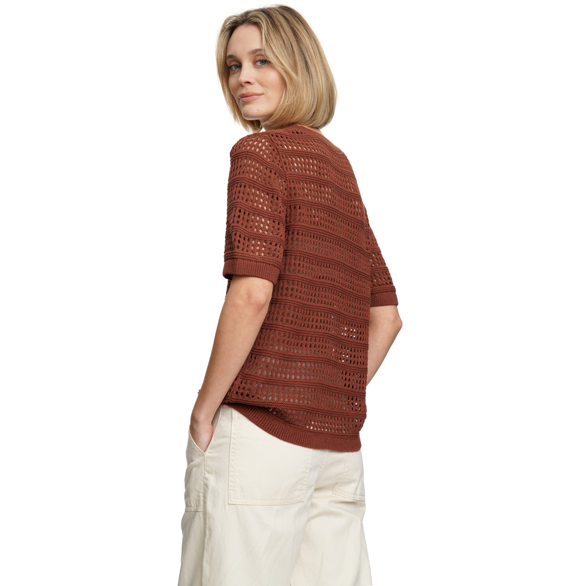 Damen Strick-Shirt mit Lochstrick