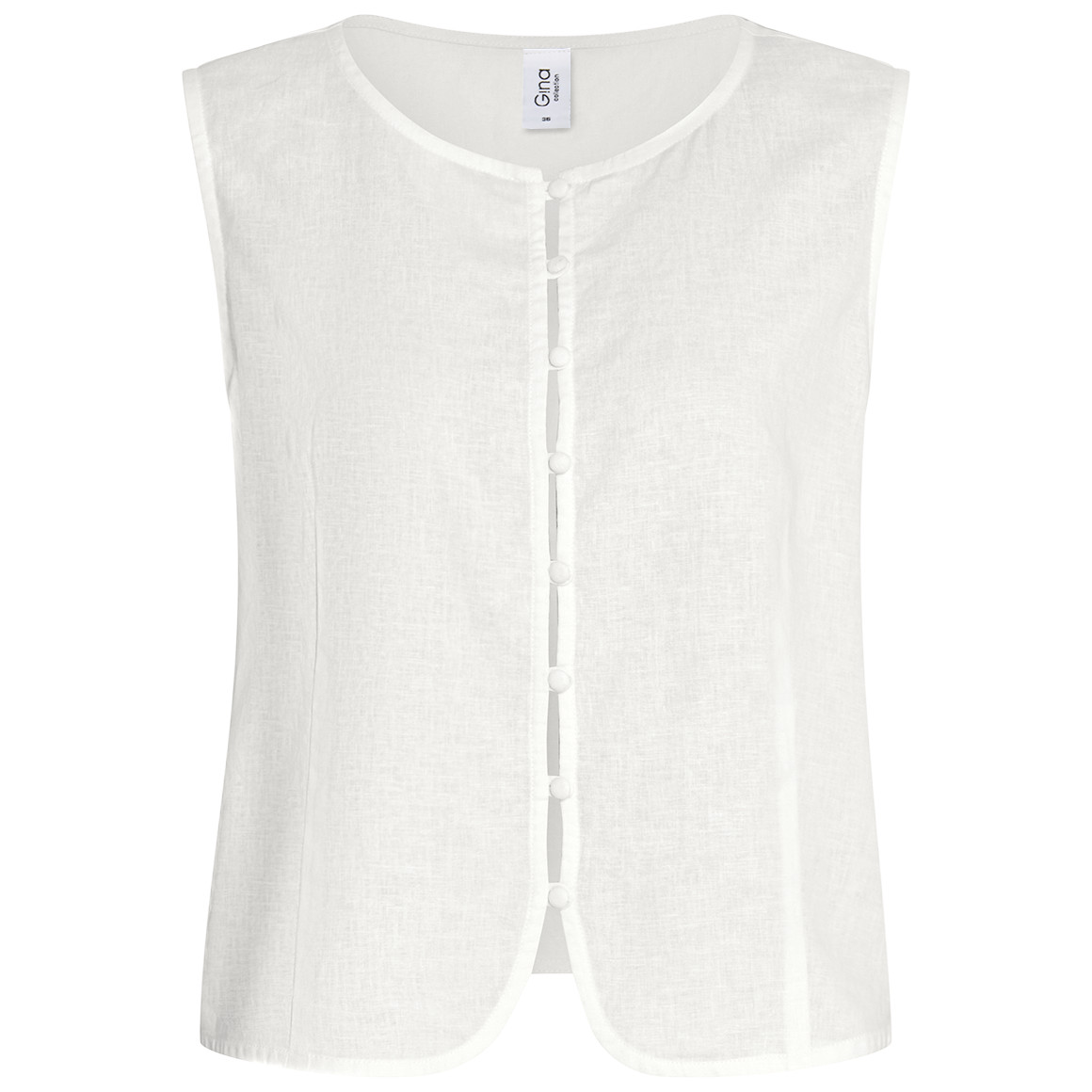 Damen Leinen-Blusentop mit Knopfleiste