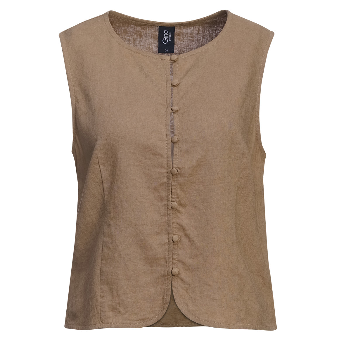 Damen Leinen-Blusentop mit Knopfleiste
