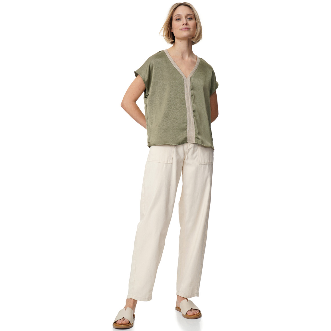 Damen Satin-Bluse mit Effektgarn