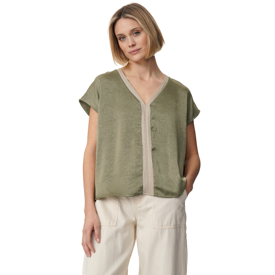 Damen Satin-Bluse mit Effektgarn