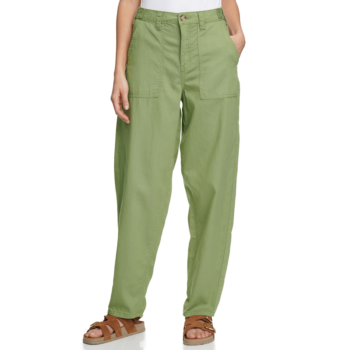 Damen Barrel-Hose aus Leinen-Mix