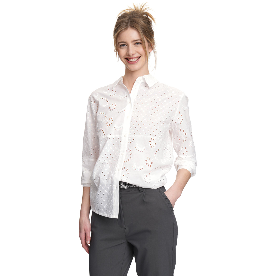 Damen Bluse mit Lochstickerei