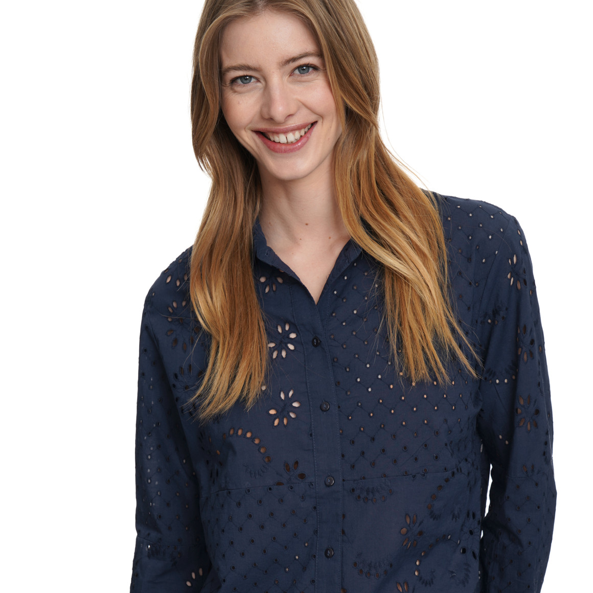 Damen Bluse mit Lochstickerei
