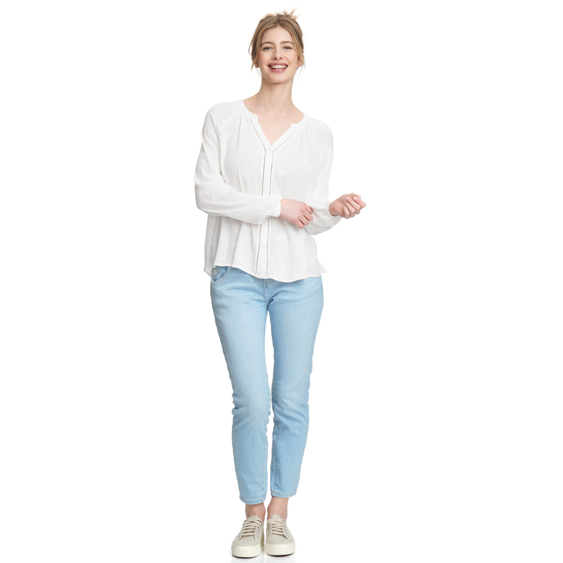 Damen Bluse in Crepp-Optik