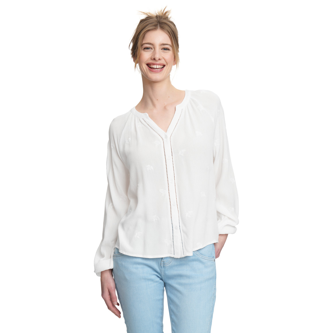 Damen Bluse in Crepp-Optik
