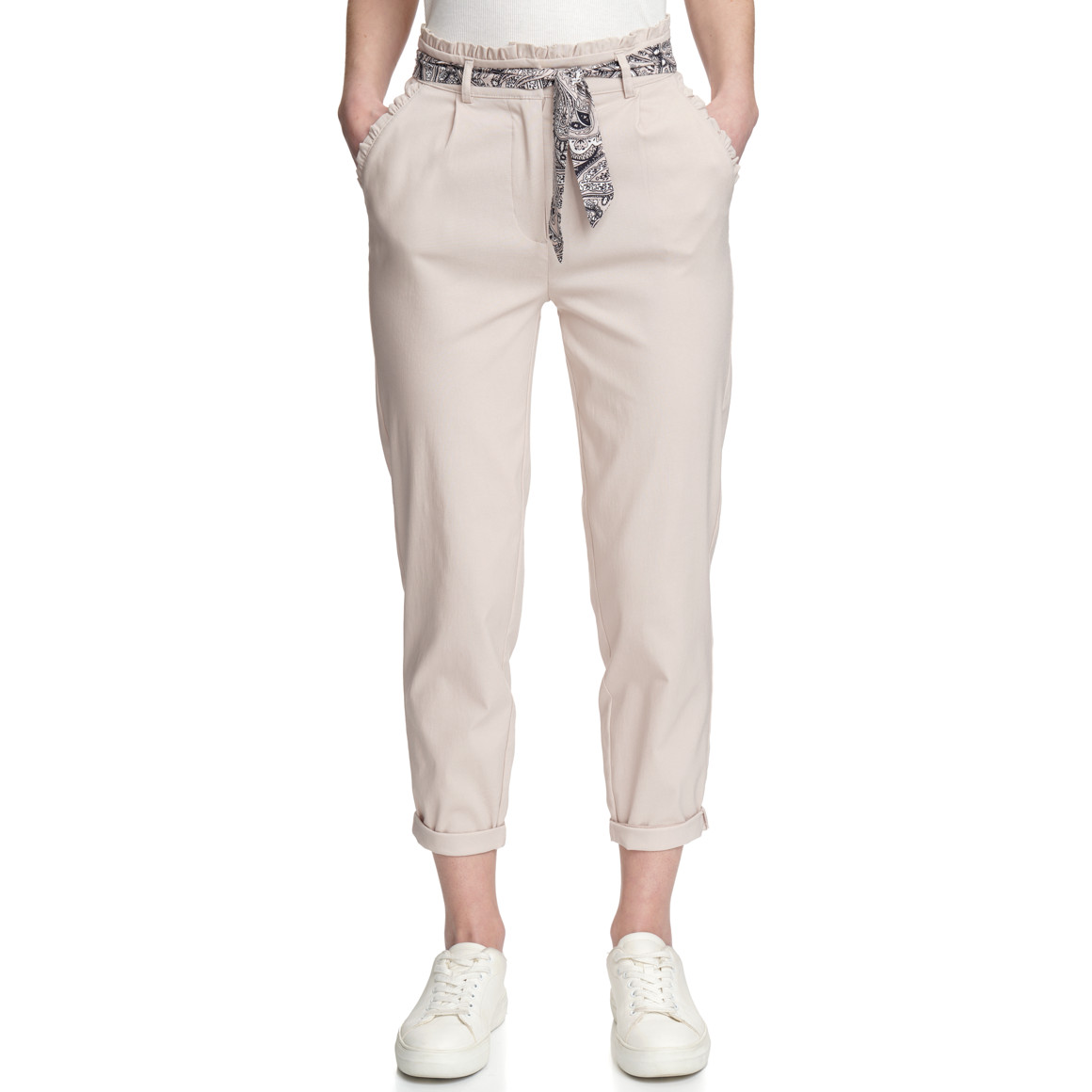 Damen Chinohose mit Bindegürtel