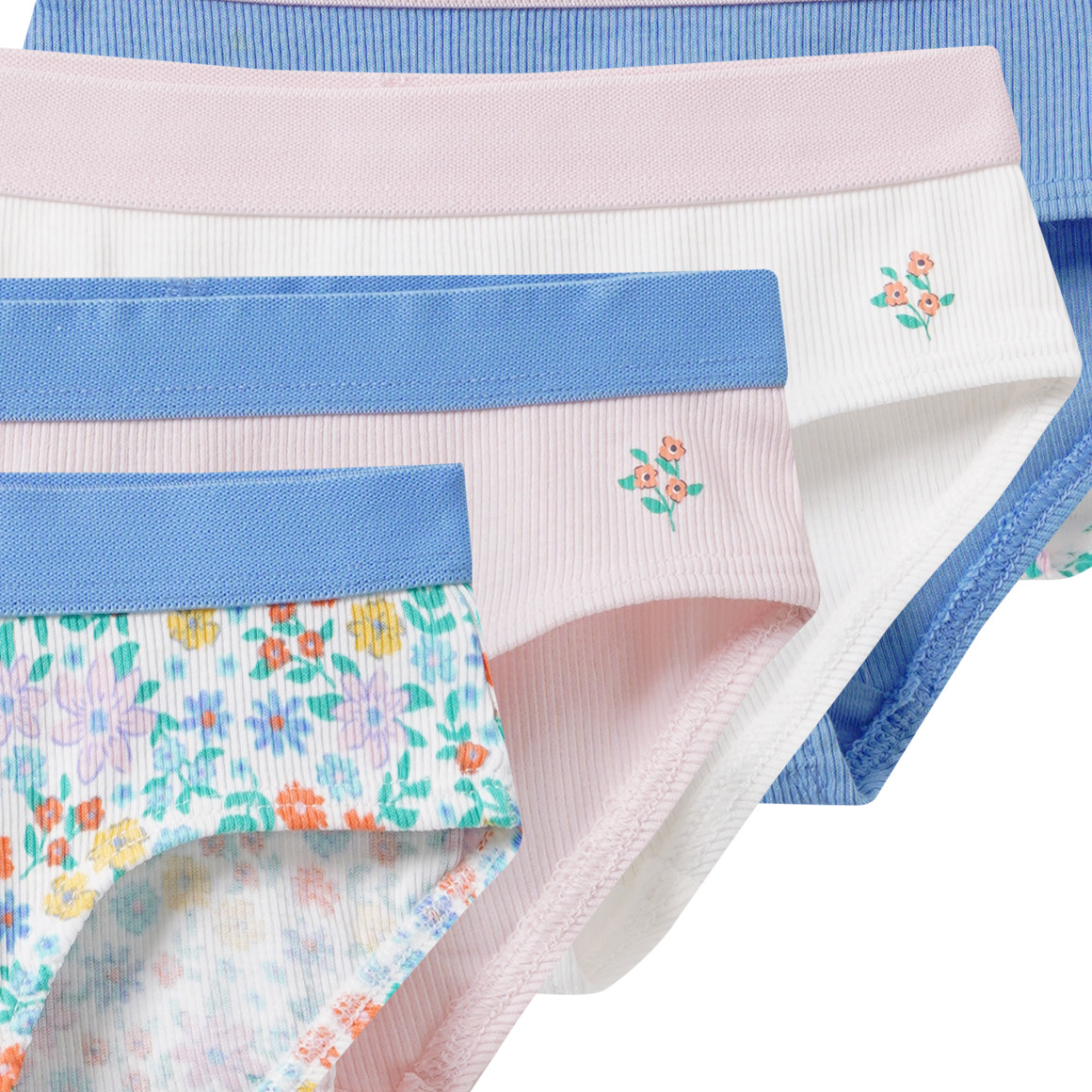 5 Mädchen Slips mit Rippstrukur