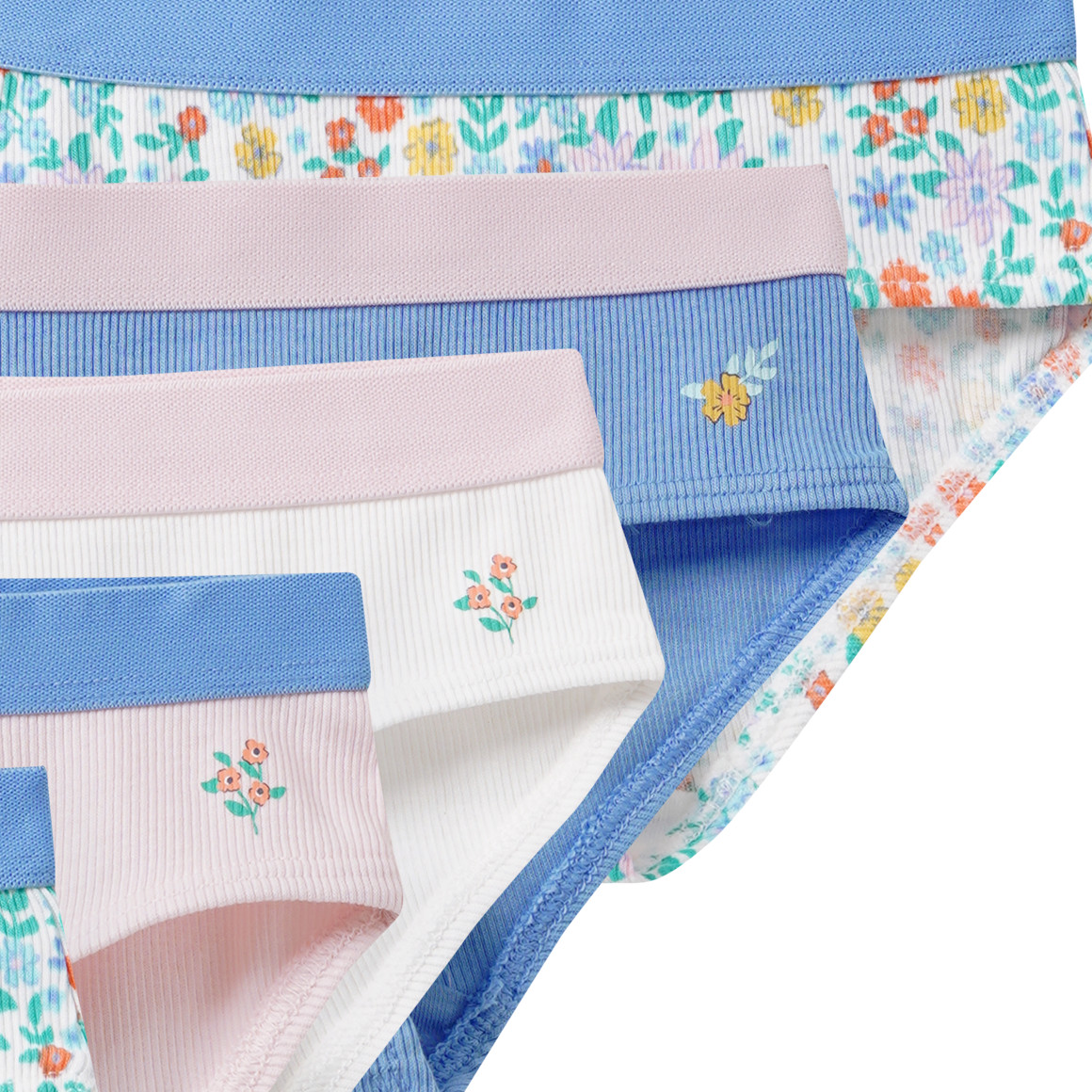 5 Mädchen Slips mit Rippstrukur