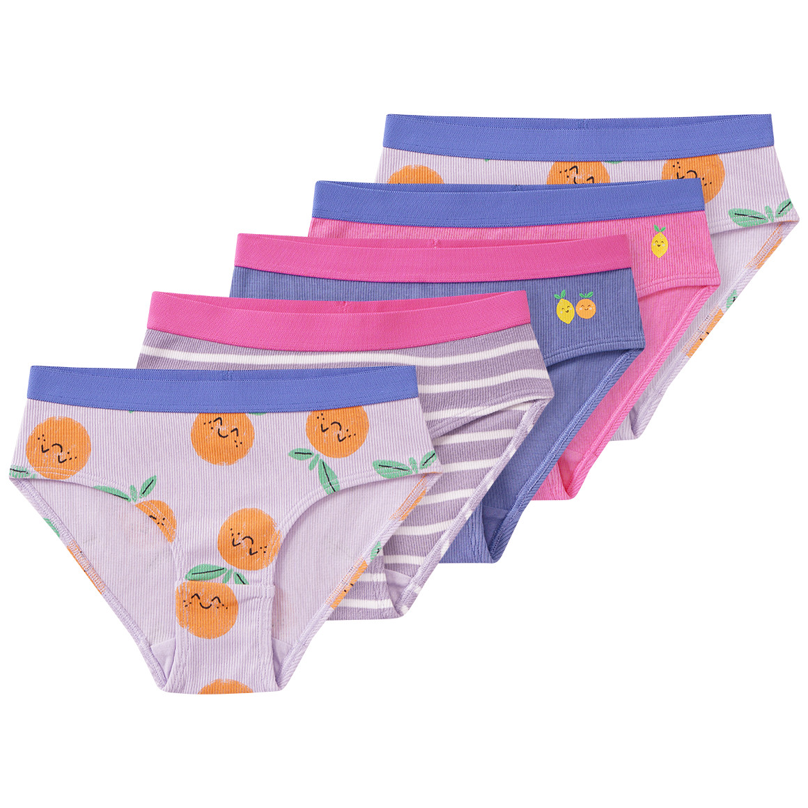 5 Mädchen Slips mit Rippstrukur