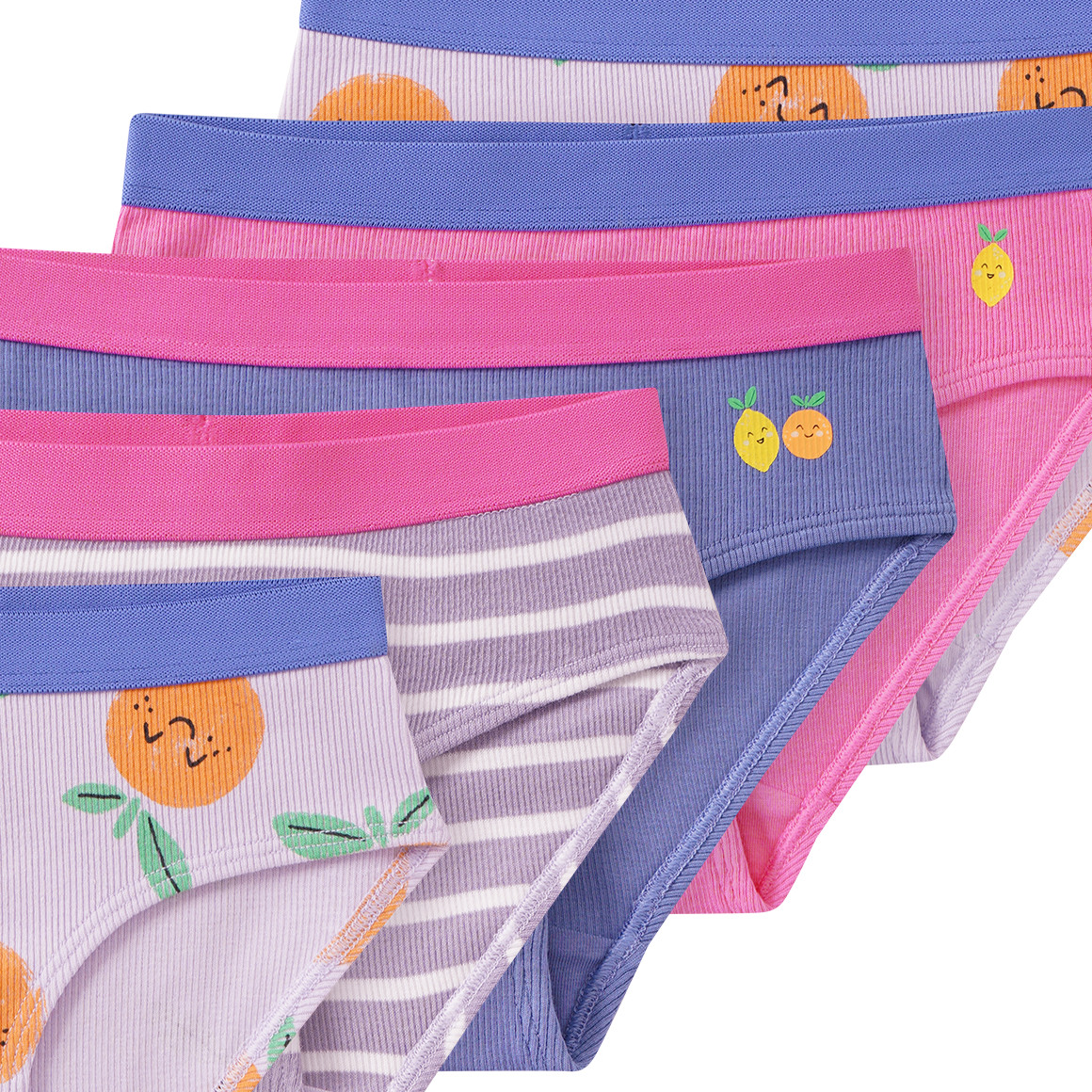 5 Mädchen Slips mit Rippstrukur